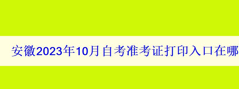 安徽2024年10月自考準(zhǔn)考證打印入口在哪