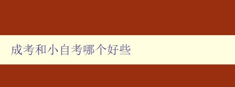 成考和小自考哪个好些 比较成考和小自考的优缺点