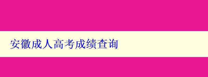 安徽成人高考成绩查询