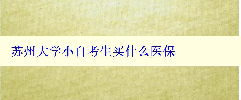 苏州大学小自考生买什么医保