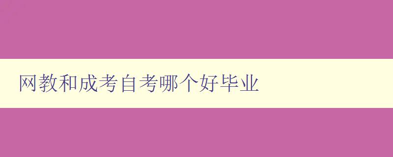 网教和成考自考哪个好毕业 选择合适的教育方式，助力毕业成功