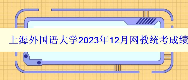 上海外国语大学2024年12月网教统考成绩查询