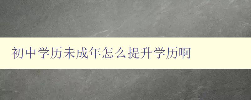 初中学历未成年怎么提升学历啊