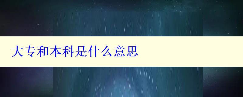 大專和本科是什么意思