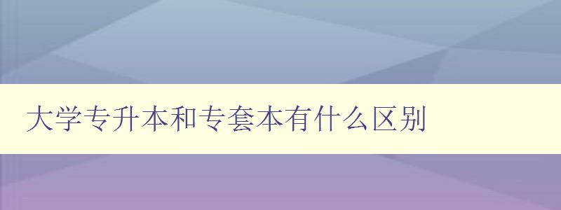 大学专升本和专套本有什么区别 详解两种不同的升学路径