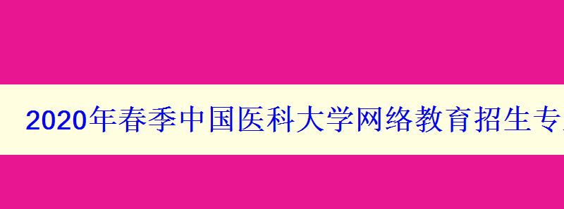 2024年春季中国医科大学网络教育招生专业与对象