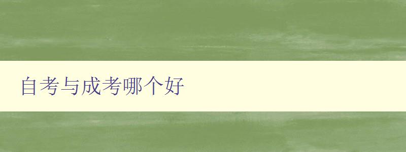 自考与成考哪个好 比较自考和成考的优缺点