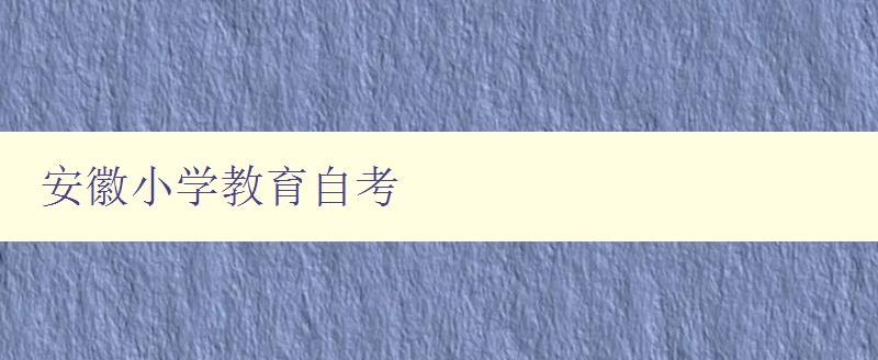 安徽小学教育自考 考点分析与备考建议