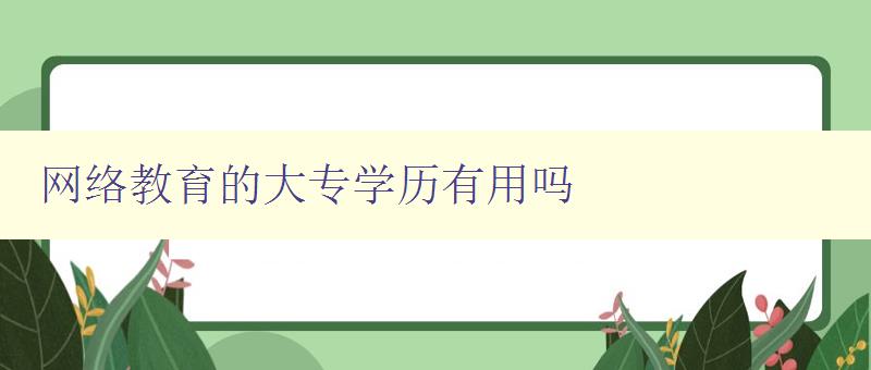 网络教育的大专学历有用吗 探究网络教育对职场发展的影响