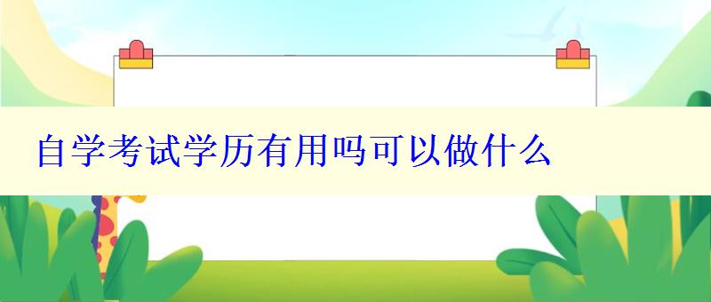 自學考試學歷有用嗎可以做什么