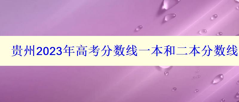 贵州2024年高考分数线一本和二本分数线多少