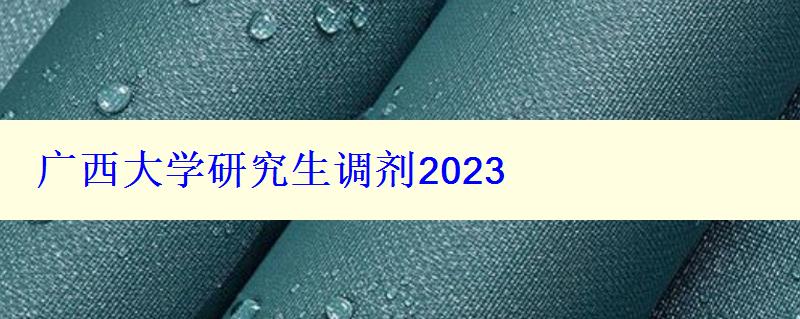 广西大学研究生调剂2024