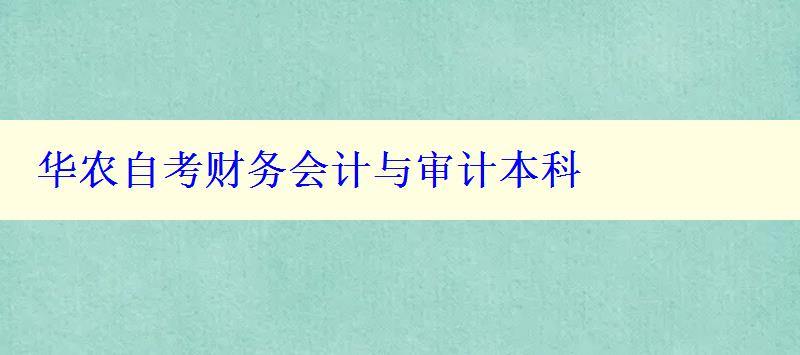 华农自考财务会计与审计本科