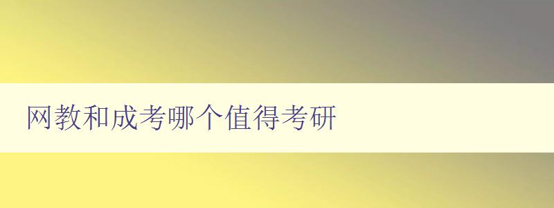 网教和成考哪个值得考研 比较网教和成考的优缺点及适合人群