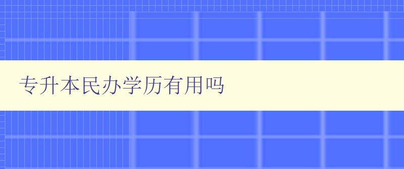 专升本民办学历有用吗 解析民办学历的就业前景和价值