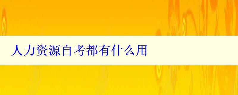 人力资源自考都有什么用