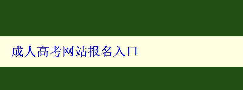 成人高考网站报名入口