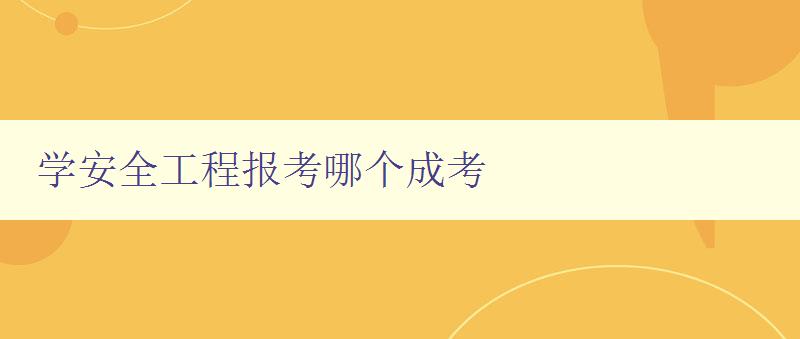 学安全工程报考哪个成考 详解安全工程相关考试的报考条件