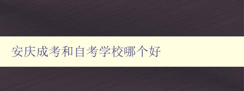 安庆成考和自考学校哪个好 对比分析安庆成考和自考学校的优缺点