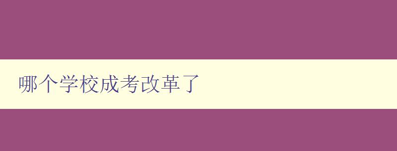 哪个学校成考改革了 深入探讨一所学校的成考改革经验