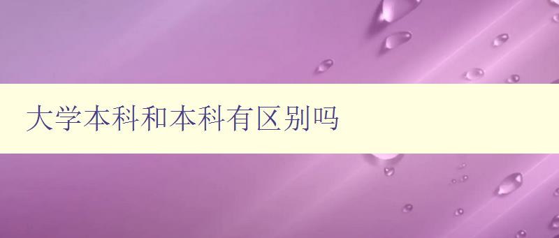 大学本科和本科有区别吗 解析大学本科和本科的不同之处