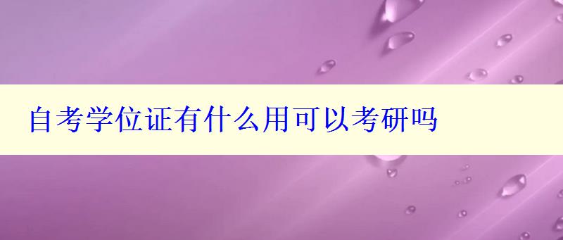 自考学位证有什么用可以考研吗