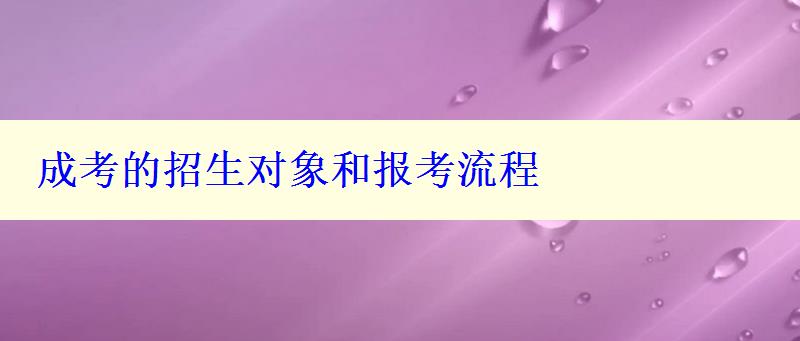 成考的招生对象和报考流程