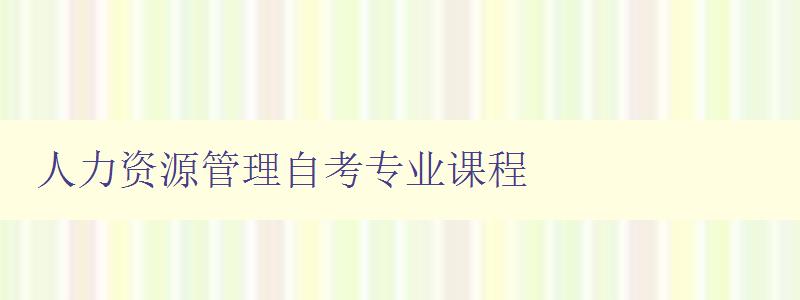 人力资源管理自考专业课程 探究人力资源管理的理论与实践