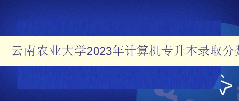 云南农业大学2023年计算机专升本录取分数线 详解考试内容和备考建议