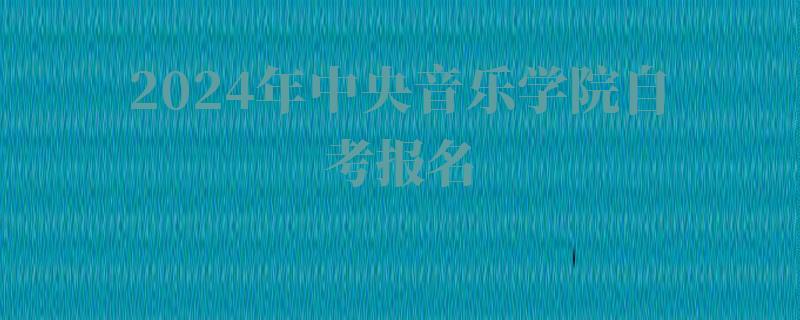 2024年中央音乐学院自考报名