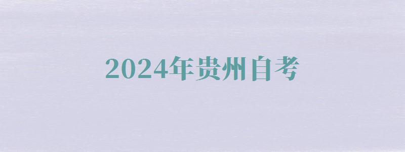 2024年贵州自考