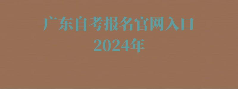 广东自考报名官网入口2024年