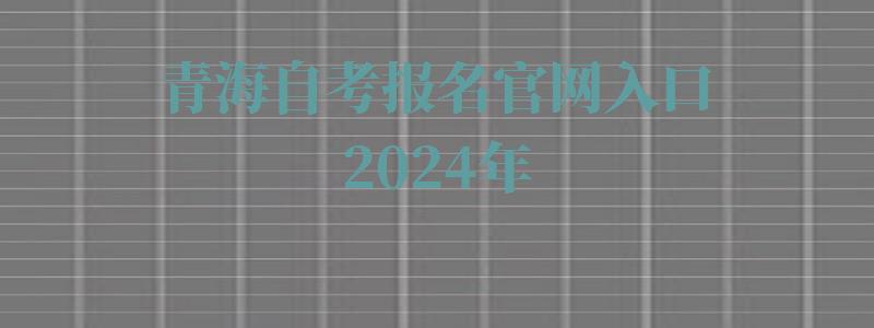 青海自考报名官网入口2024年