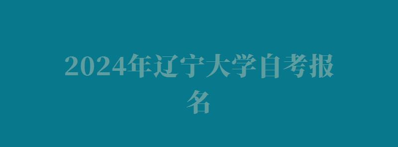 2024年辽宁大学自考报名